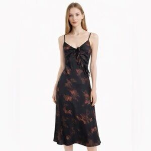 Camila Coelho Elegant Black and Rust Midi Dress